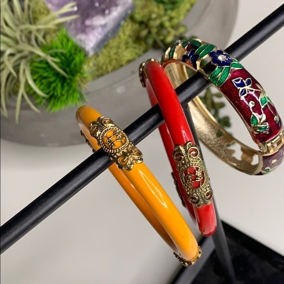 Colorful Turkish bangle 3 piece set Costume jewelry - Picture 3 of 5